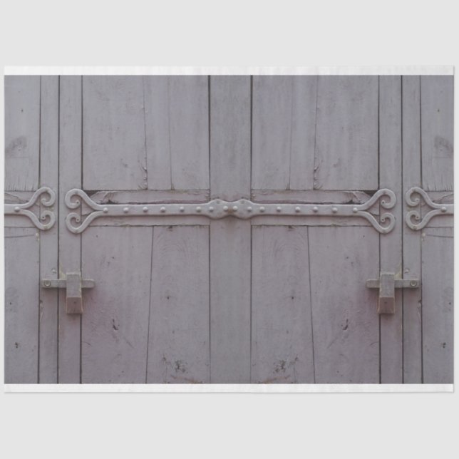 Papier Mousseline Découpage rustique gris charnière vieille porte 20 (Recto)