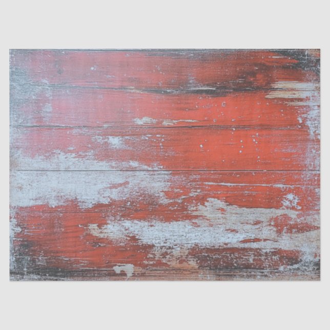 Papier Mousseline Découpage Rustique Rouge Bois Patiné Texture Faux (Recto)
