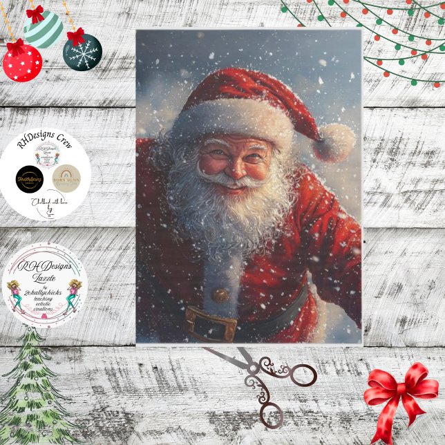 Papier Mousseline Découpage Saint Nick dans la neige (Créateur téléchargé)