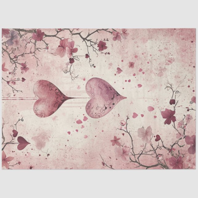 Papier Mousseline Découpage Saint-Valentin Arrière - plan Coeurs rou (Recto)