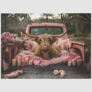 Papier Mousseline Decoupage Saint-Valentin fantaisiste Highland Cow 
