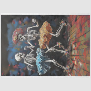 Papier Mousseline Découpage Skeleton Couple Dancing Day Dead
