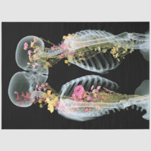 Papier Mousseline Découpage Skeleton Couple de fleurs entrelacées