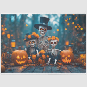 Papier Mousseline Découpage Skeleton Famille Halloween
