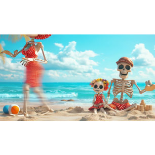 Papier Mousseline Découpage Skeleton Family Beach Day the Bridges