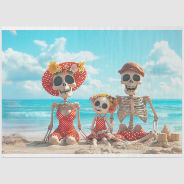 Papier Mousseline Découpage Skeleton Family Beach Day the Bridges (Recto)