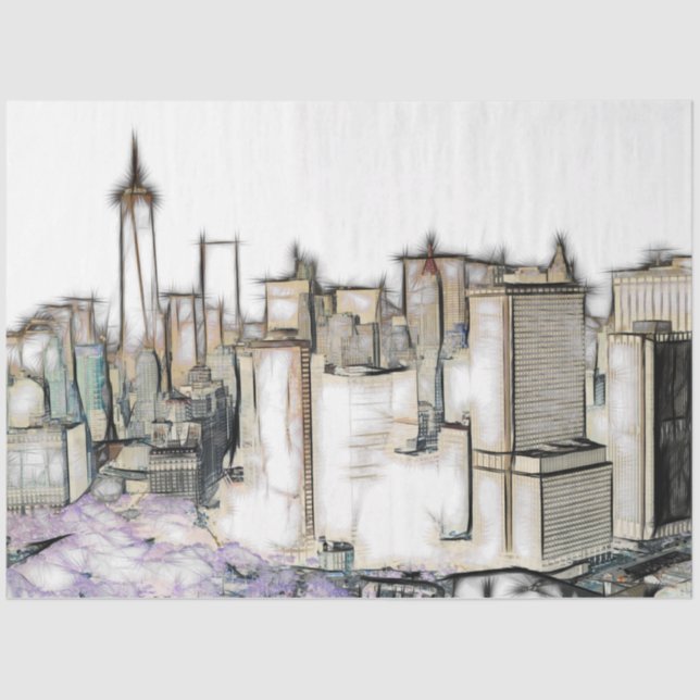 Papier Mousseline Découpage Skyline de New York (Recto)