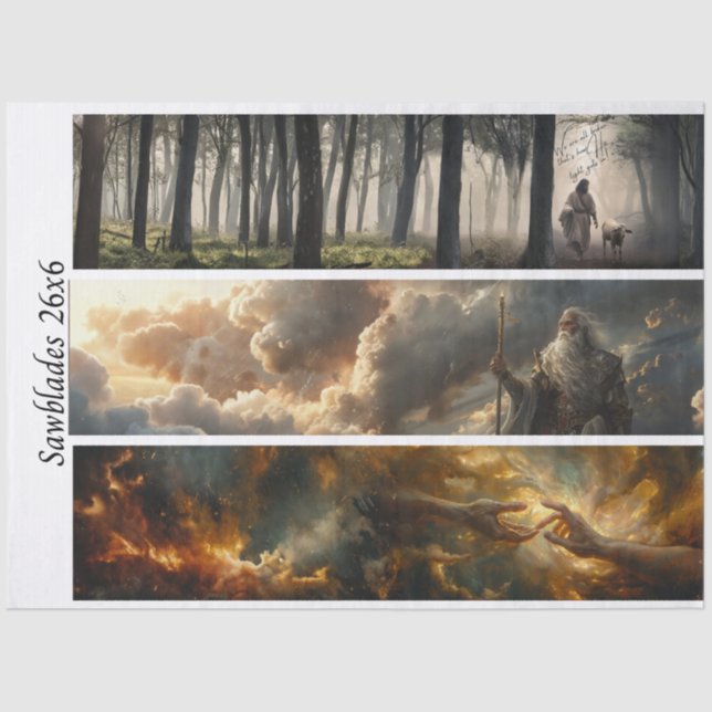 Papier Mousseline Decoupage Spiritual Journey 26x6 Handsaws  (Recto)