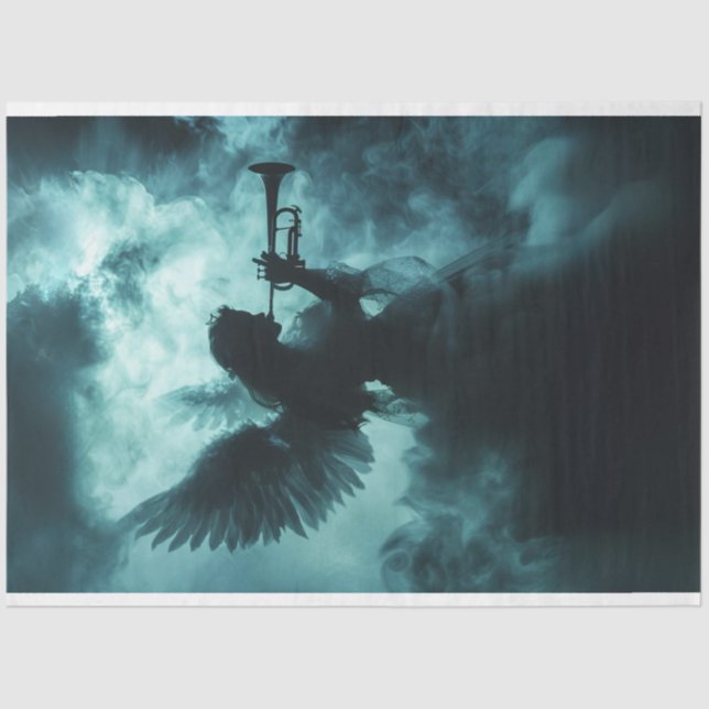 Papier Mousseline Découpage Spirituel Être Gabriel Trumpet Appel (Recto)