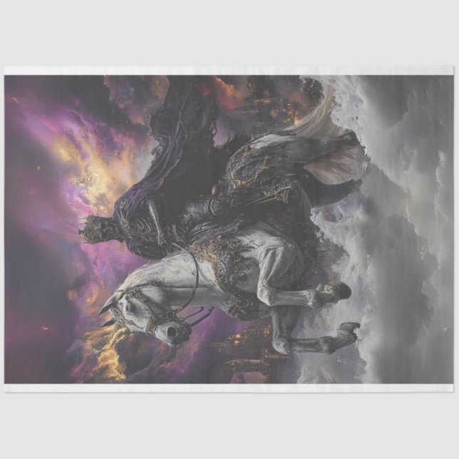 Papier Mousseline Découpage Squelette Cheval Blanc Style gothique (Recto)