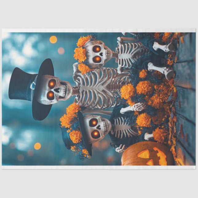 Papier Mousseline Découpage Squelette Famille des Marigolds (Recto)