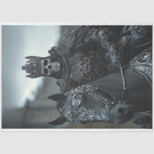 Papier Mousseline Découpage Squelette King Gothique Noir Argent Atti