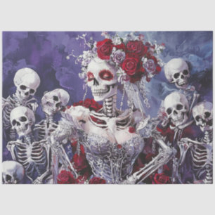 Papier Mousseline Découpage Squelette Whimsèque Danser Robe Argent