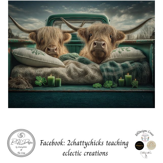 Papier Mousseline Decoupage St. Patrick Highland Vintage Truck  (Créateur téléchargé)