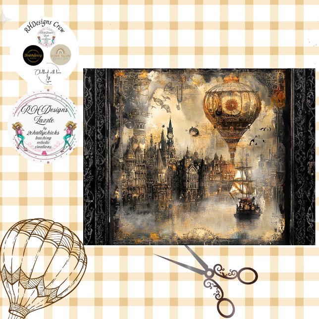 Papier Mousseline Decoupage Steampunk Balloon Ireland  (Créateur téléchargé)