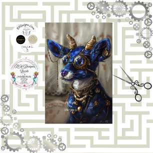 Papier Mousseline Découpage Steampunk Blue Azure