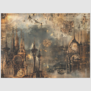 Papier Mousseline Découpage Steampunk Cityscape Design architectural