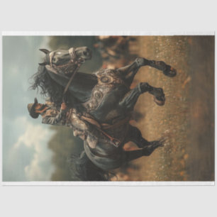 Papier Mousseline Découpage Steampunk Cowboy Cheval Rodeo