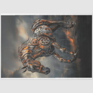 Papier Mousseline Découpage Steampunk Cuivre Steed Majestic Horse