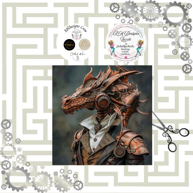 Papier Mousseline Découpage Steampunk Dragon Head Victorian (Créateur téléchargé)