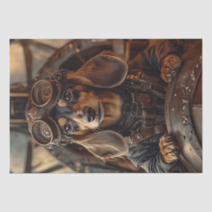 Papier Mousseline Découpage Steampunk Flying Dachshund