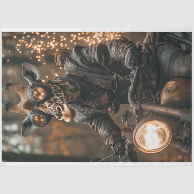 Papier Mousseline Découpage Steampunk Giraffe (Recto)