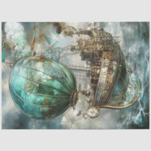 Papier Mousseline Découpage Steampunk Hot Air Balloon & Globe