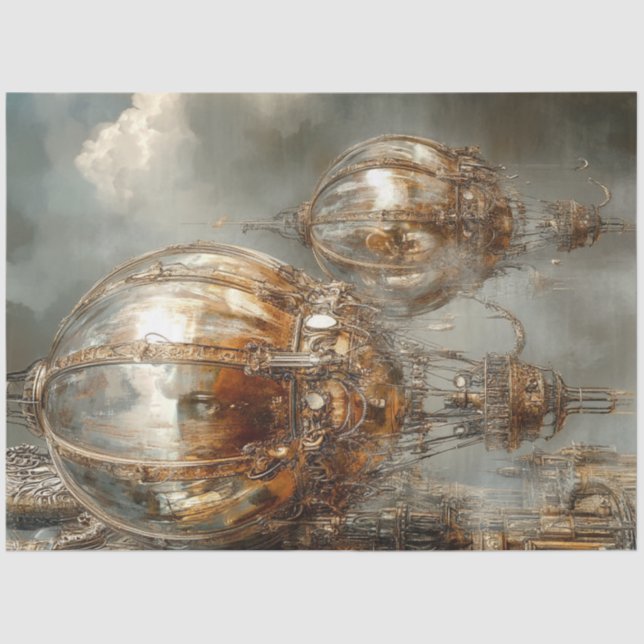 Papier Mousseline Découpage Steampunk Hot Air Balloon Mirror Finitio (Recto)