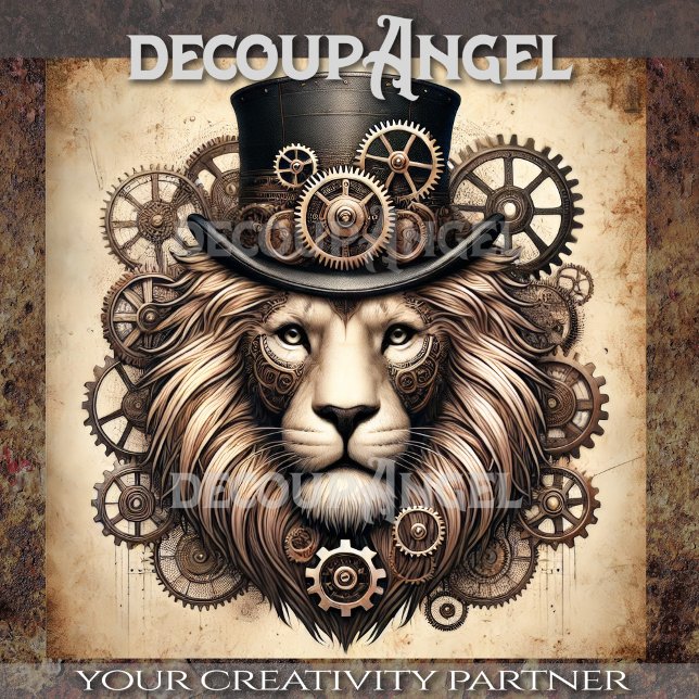 Papier Mousseline Découpage Steampunk Lion Majesty (Créateur téléchargé)