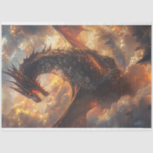 Papier Mousseline Découpage Steampunk Majestic Dragon