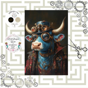 Papier Mousseline Découpage Steampunk Mécanique Vintage Bull