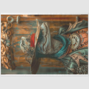 Papier Mousseline Découpage Steampunk Sheriff Alligator