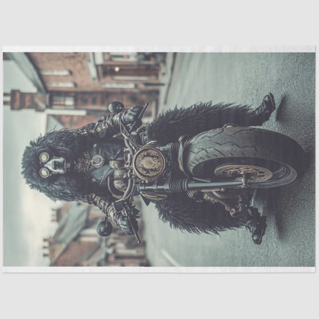 Papier Mousseline Découpage Steampunk Standard Poodle Vélo d'équitat (Recto)