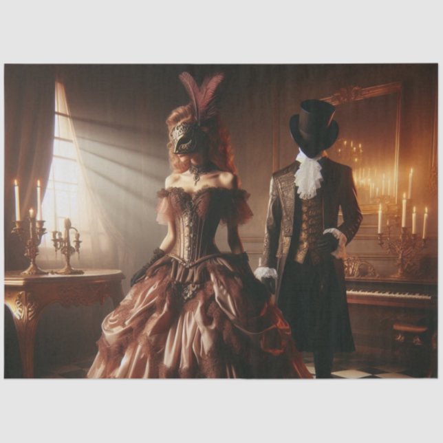 Papier Mousseline Decoupage Steampunk Victorian Fantasy Masquerade  (Recto)