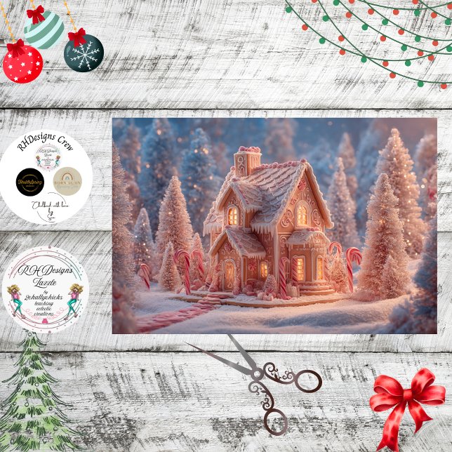 Papier Mousseline Decoupage Sugary Winter Ginger Bread House  (Créateur téléchargé)
