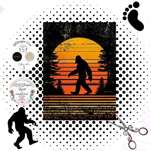 Papier Mousseline Decoupage Sunset Bigfoot Silhouette Walking  (Créateur téléchargé)
