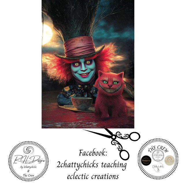 Papier Mousseline Decoupage Tea Table Character Grinning Cat  (Créateur téléchargé)