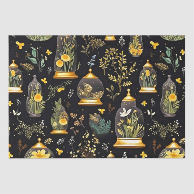 Papier Mousseline Découpage Tissu Tissu Terrarium Cloisons sur noir (Recto)