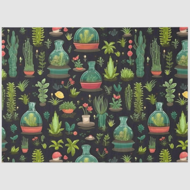 Papier Mousseline Découpage Tissu Tissu Vols Terrarium en verre (Recto)