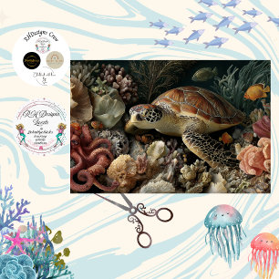 Papier Mousseline Découpage Tortue de Mer Pieuvre Corail Art
