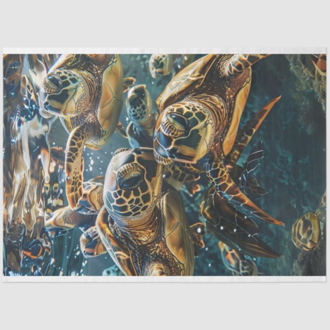 Papier Mousseline Découpage Tortues de mer (Recto)