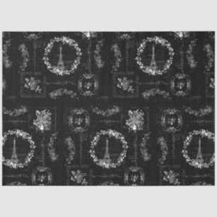 Papier Mousseline Découpage Tour Eiffel Vintage Ephémère noire