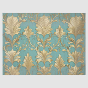 Papier Mousseline Découpage traditionnel vert et or