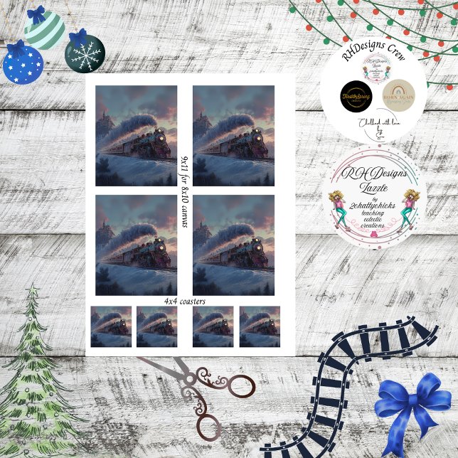 Papier Mousseline Découpage Train de Noël Scène d'hiver Irlande (Créateur téléchargé)