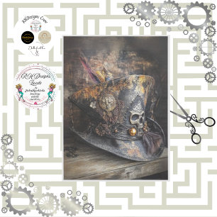 Papier Mousseline Découpage Tricorne Rustique Pirate Casquette Plume