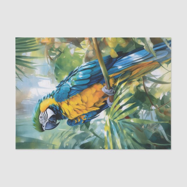Papier Mousseline Découpage Tropical Macaw Aquarelle (Recto)