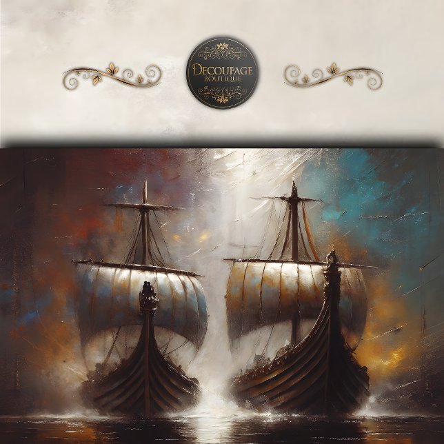 Papier Mousseline Découpage Twin Viking Longships (Twin Viking Longships Decoupage Tissue Paper)