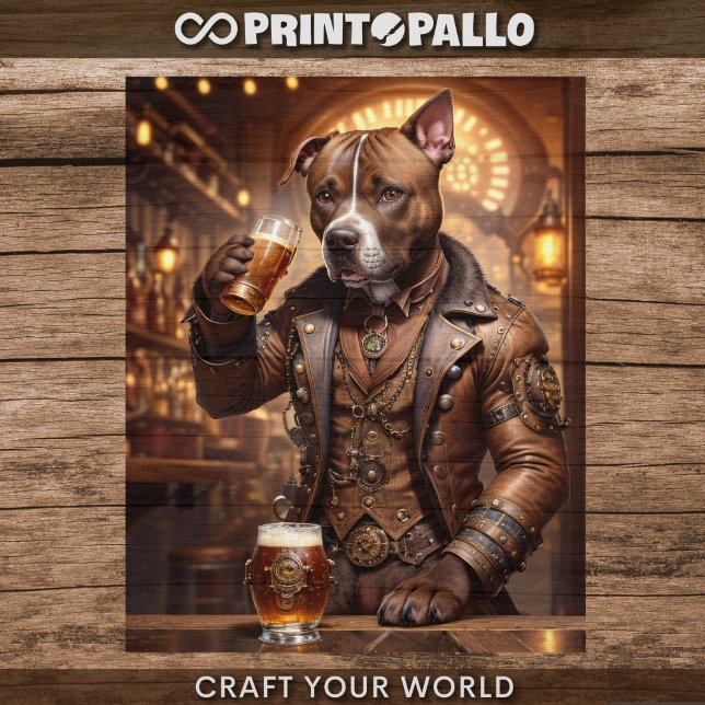 Papier Mousseline Decoupage - Un pitbull steampunk et bière -  (Créateur téléchargé)