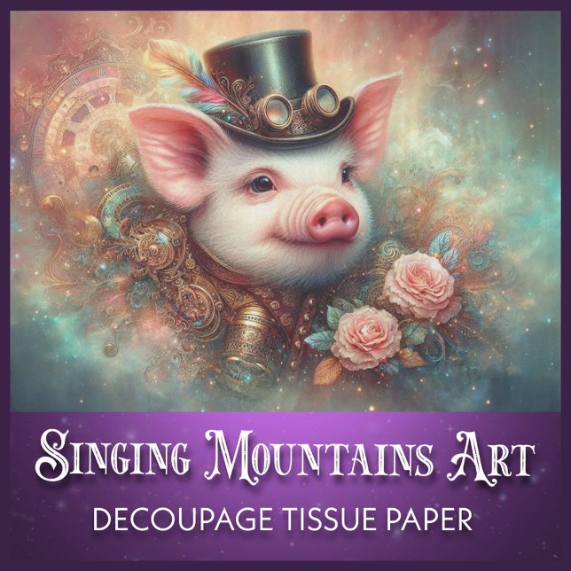 Papier Mousseline Découpage unique de portrait de cochon Steampunk (Créateur téléchargé)
