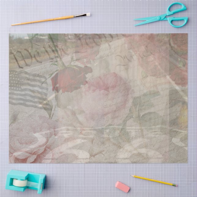 Papier Mousseline Découpage USA Floral Collage (Artisanat)